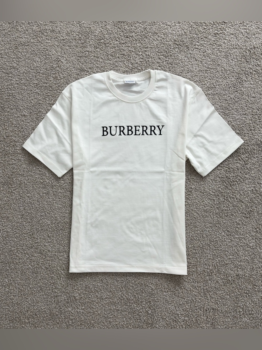 Burberry White Crewneck T-Shirt with Black Logo XXL